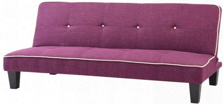 G126-s 67" Convertible Sleeper Sofa With Tapered Legs Button Tufted Back And Twill Fabric Upholstery In Berry