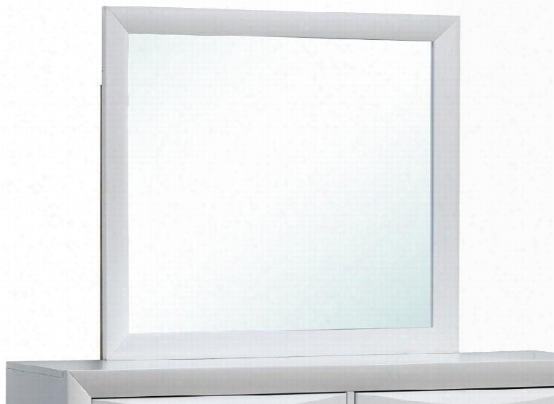 G1570-m 39" X 35" Mirror With Rectangular Shape And Wood Veneer Construction In White