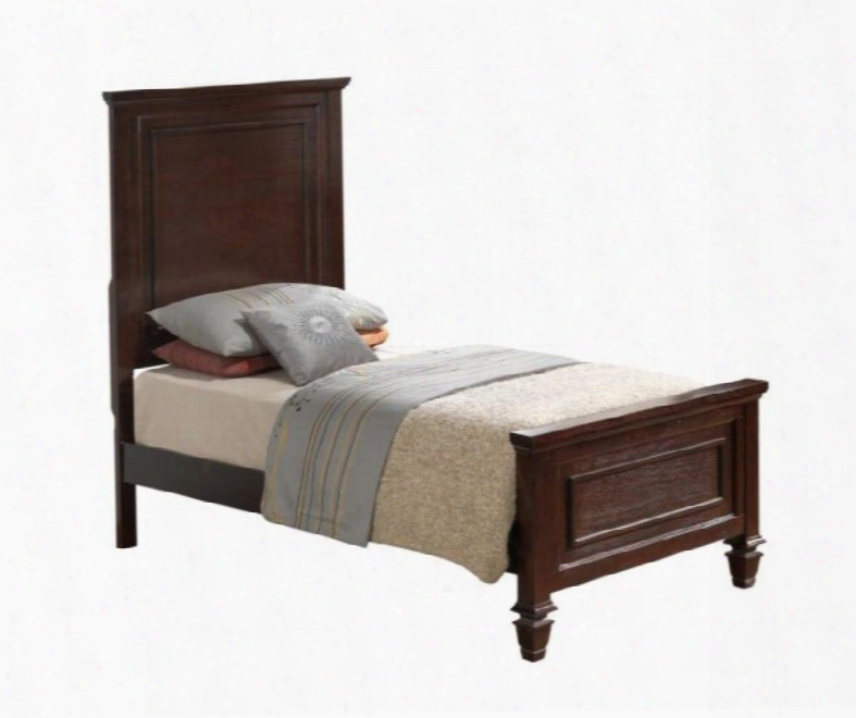 G1700a-tb Twin Size Bed With Photo Frame Design  High Headboard Turned Legs And Wood Construction In Cappuccino