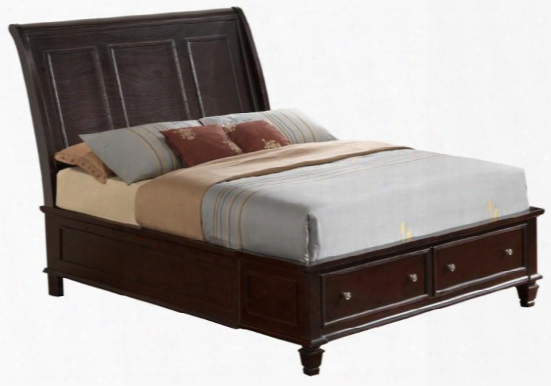 G1700b-qsb Queen Size Storageb Ed With Photo Frame Design High Headboard Turned Legs And Wood Construction In Cappuccino