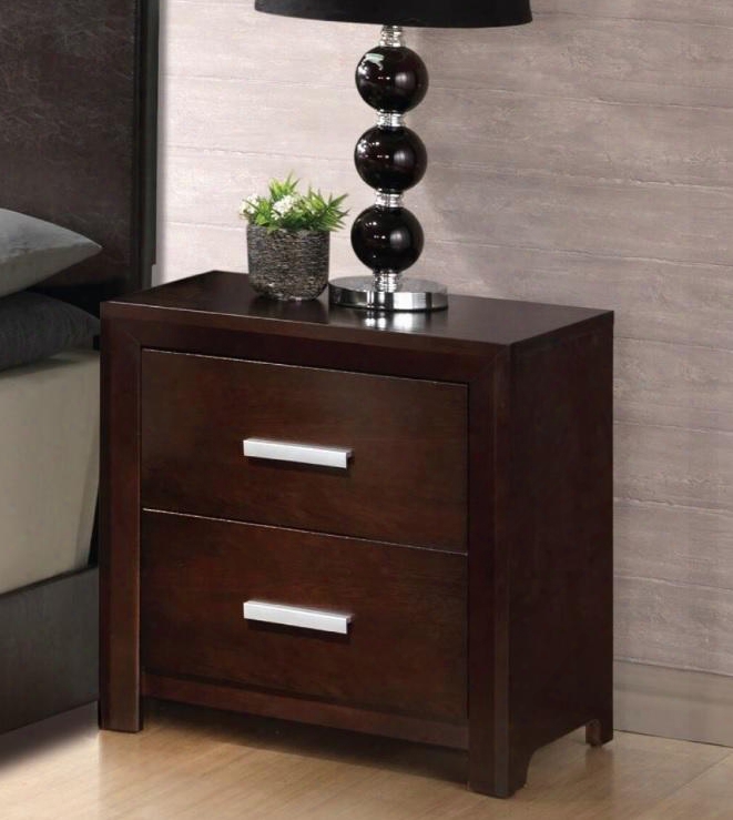 G1800-n 22" Nightstand With 2 Drawers Metal Hardware And Wood Construction In Cappuccino