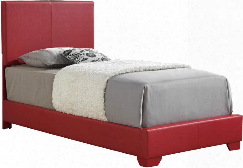 G1804-tb-up Twin Size Bed With Low Profile And Microfiber Upholstery In Red