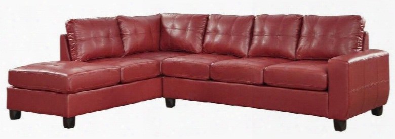 G209b-sc 112" Sectional Sofa With Removable Backs Track Arms Tapered Legs Tufted Cushions And Pu Leather Upholstery In Red