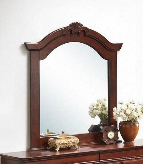 G2600-m 41" X 47" Mirror With Carved Frame Rectangular Shape And Wood Veneer Construction In Cherry