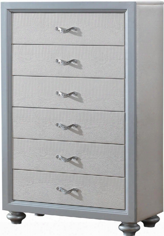 G2875-ch 36" Chest With 6 Drawers Metal Hardware Painted Wood Feet And Textured Finish In White And