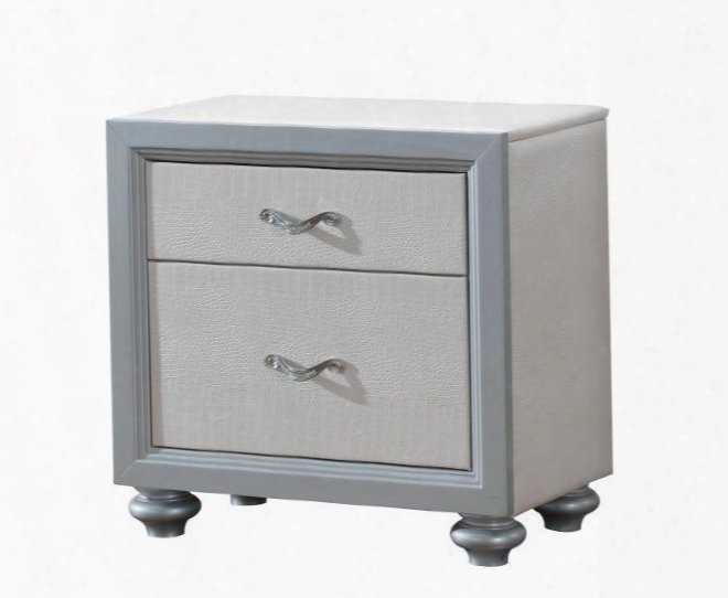 G2875-n 28" Nightstand With 2 Drawers Metal Hardware Painted Wood Feet And Textured Finish In White And