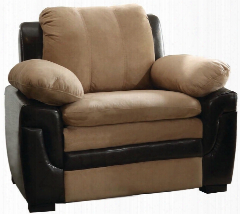 G288-c 40" Armchair With Removable Backs Wood Frame Microfiber And Faux Leather Upholstery In Sa Ddle