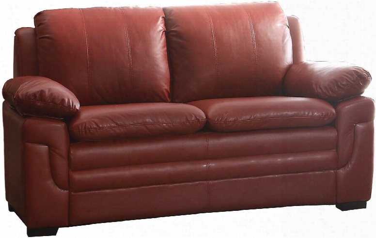 G289-l 60" Loveseat With Removable Backs Pillow Top Arms Wood Frame Construction And Faux Leather Upholstery In Red