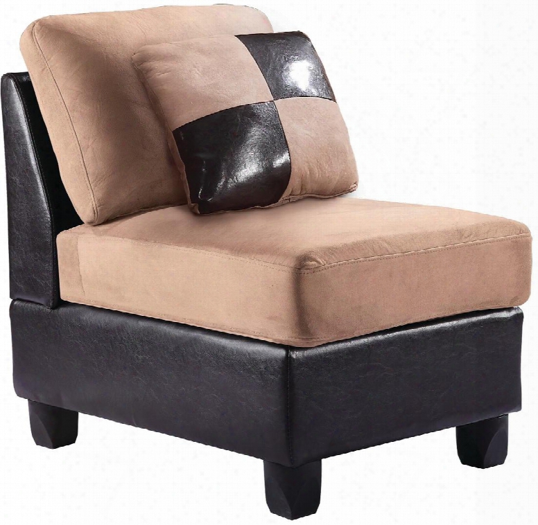 G295-ac 23" Armless Chair With Tufted Seating Removable Back Suede And Pu (bycast) Leather Upholstery In Chocolate