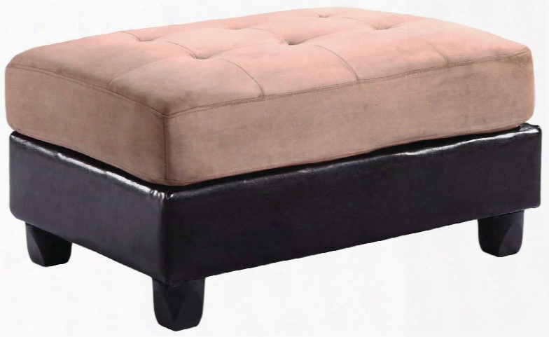 G295-o 38" Ottoman With Tufted Seat Rectangular Shape Suede And Pu Leather Upholstery In Chocolate