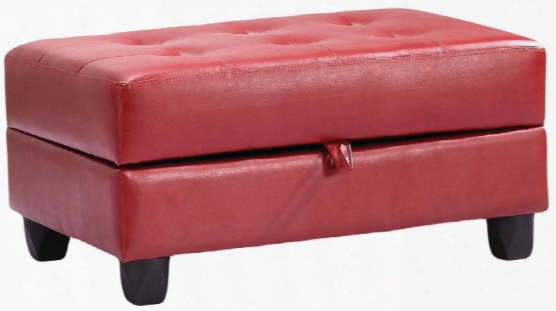 G309-o 37" Storage Ottoman With Tufetd Seating And Pu Leather Upholstery In Red