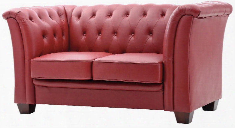 G329-l 64" Loveseat With Mid Century Design Tufted Design Removable Arms And Faux Leather Upho Lstery In Red