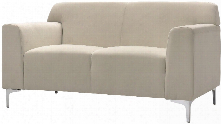 G332-l 59" Loveseat With Compact Design Removable Chrome Legs Track Arms And Soft Velvet Cover In Beige