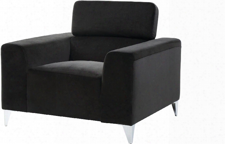 G336-c 39" Chair With Chrome Legs Adjustable Headrest Track Arms Split Back Cushion And Soft Velvet Like Micro Suede Cover In Black