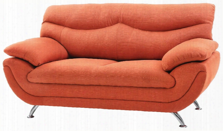 G439-l 67" Loveseat Wiith Chrome Legs Padded Arms Medium Firm Seating And Fabric Upholstery In Orange