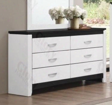 G440 Collection G4475-d 60" Dresser With 6 Drawers Metal Hardware Pu Leather Wrapped And Wood Construction In White