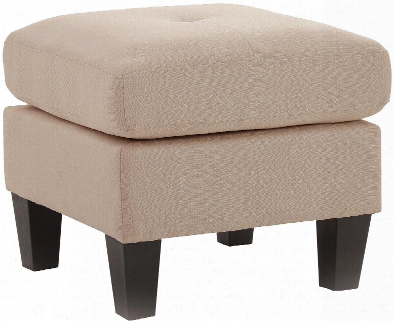 G460 Collection G469-o O Ttoman With Tapered Legs Tufted Top And Faux Leather Upholstery In Beige