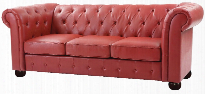 G490 Collection G495-s 92" Sofa With Tufted Back/front Rail Foam Encased Pocketed Coil Spring Saeting Dacron Wrapped Cushions And Faux Leather Upholstery In
