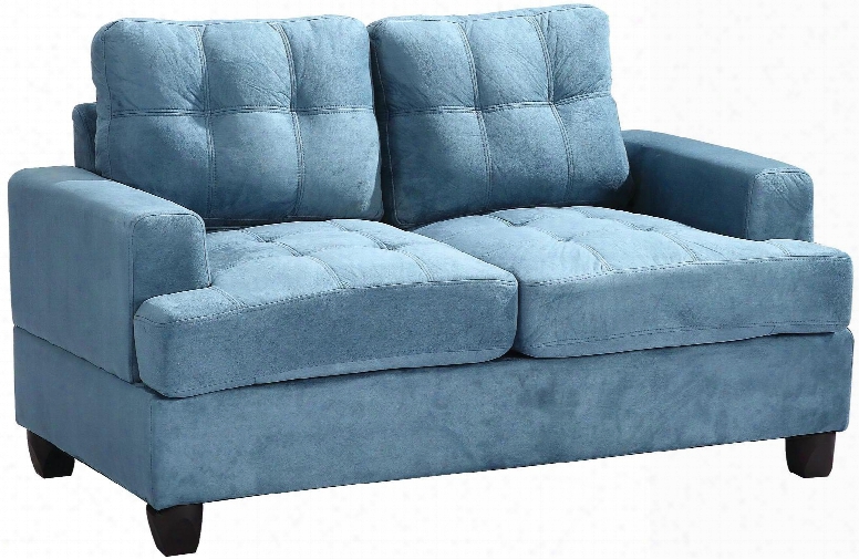 G518a-l 58" Loveseat With Ttufted Cushions Removable Backs Removable Track Arms And Suede Fabric Upholstery In Aqua