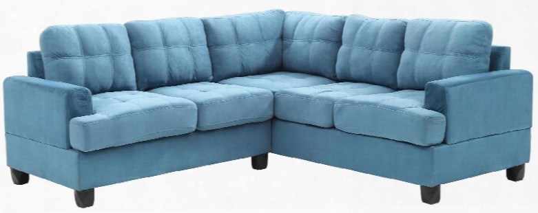 G518b-sc 80& Quot; Sectional Sofa With Comfortable Tufted Seating Track Arms Removable Backs/arms And Suede Upholstery In Aqua