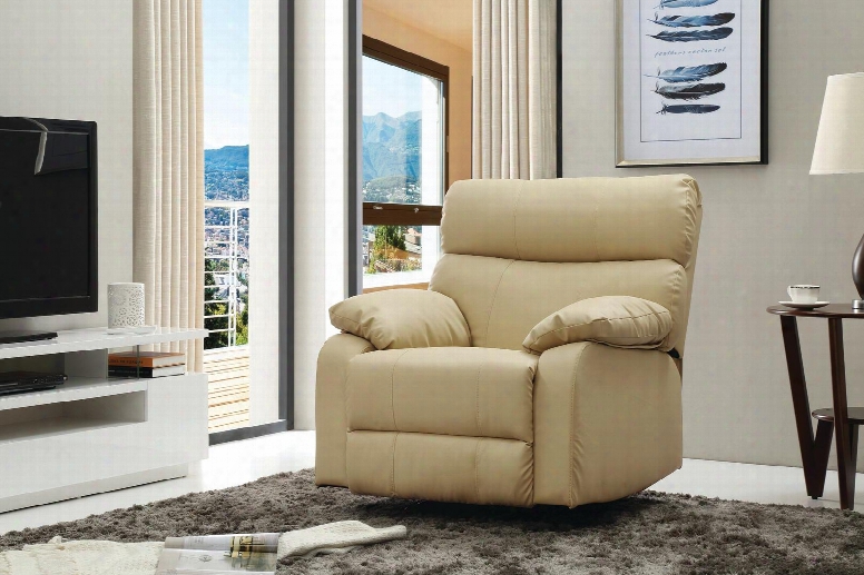 G53 Collection G536-rc 37" Rocker Recliner With Pub Back Removable Lush Padded Arms And Faux Leather Upholstery In Beige