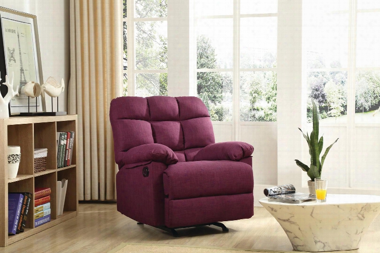 G554 Collection G554-rc 37" Rocker Recliner With Removable Back Tufted Back Plush Padded Arms And Fabric Upholstery In Sangria