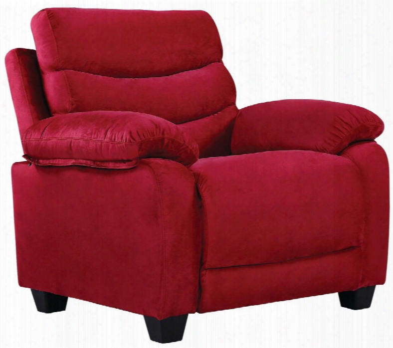 G558-c 37" Armchair With Removable Back Tapered Legs Pillow Top Arms Split Back Cushion And Micro Suede Fabric Upholstery In Red Cherry