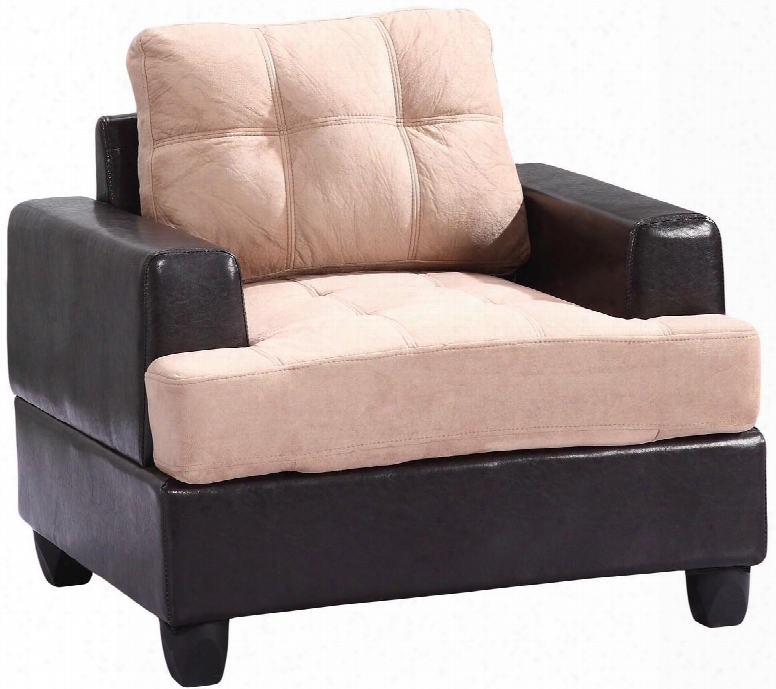 G588a-c 38" Armchair With Tufted Seating Track Arms Removable Back Suede And Pu (bycast) Leather Upholstery In Mocha