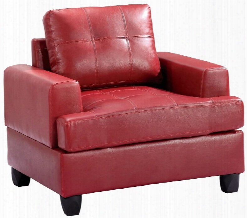 G589a-c 38" Armchair With Removable Back And Arms Tapered Legs Tufted Cushions Track Arms And Pu (bycast) Leather Upholstery In Red