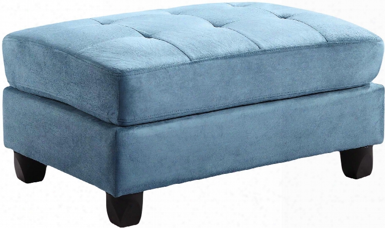 G638-o 38" Ottoman With Tufted Seat Rectangular Shape And Suede Fabric Upholstery In Aqua