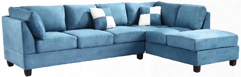 G638b-sc 111" Sectional Sofa With Comfortable Tufted Seating Reversible Cushions Removable Backs/arms And Suede Upholstery In Aqua