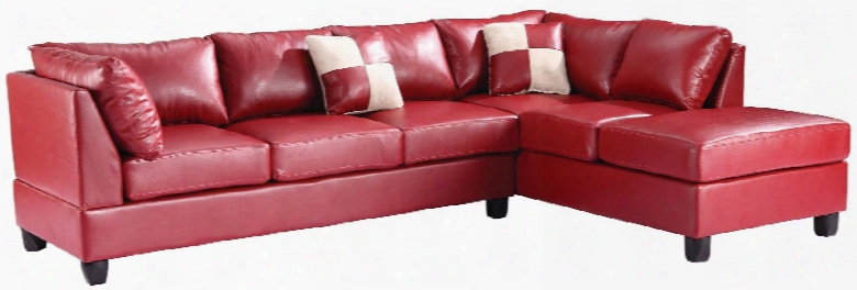 G640 Collection G649b-sc 111" Sectional Sofa With Cushion Back Reversible Removable Back And Pu Leather Upholstery In Red