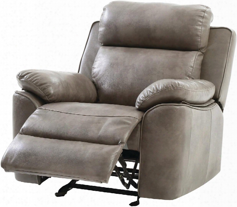 G660 Collection G670-rc 34" Rocker Recliner With Removable Back Split Back Cushion Pillow Top Arms And Faux Leather Upholstery In Grey