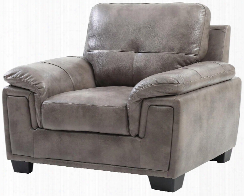 G667-c 45" Armchair With Tufted Back Padded Arms Tapered Legs And Glove Soft Top Grade "air" Faux Leather In Grey