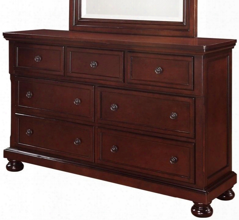 G7000 Collection G7010-d 66" Dresser With 7 Full Extension Drawers Metal Hardware Bun Feet Solid Wood And Veneer Surfaces In Cherry