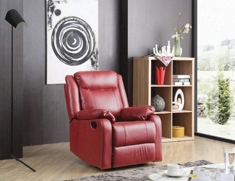 G765a-rc 33" Rocker Recliner With Removable Backs Plush Padded Arms And Top Grade Faux Leather Upholstery In Red