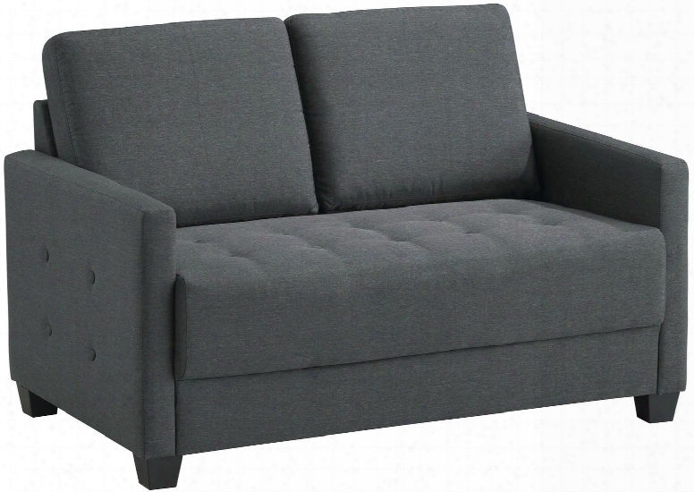 G778-l 50" Loveseat With Button Tufting Track Arms Tapered Legs Removable Back And Twill Fabric Upholstery In Charcoal