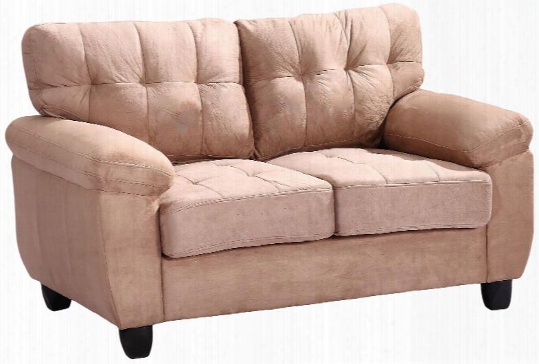 G904a-l 57" Loveseat With Tufted Cushions Pillow Top Arms Taper Ed Legs Removable Backs And Suede Upholstery In Mocha