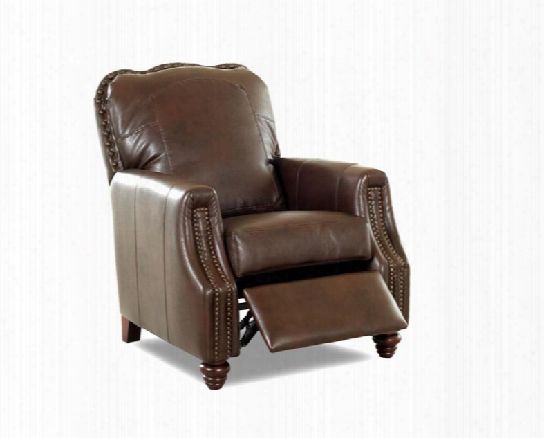 Gabby Collection L51408-hlrc-rw 35" Reclining Chair With Nail Head Accents Turned Legs Stitching Details And Cowhide Upholstery In Ravenwood