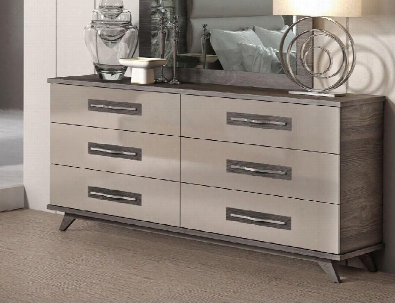 Gabrielle Collection I17803 65" Double Dresser With 6 Drawers Metal Hardware And Tapered