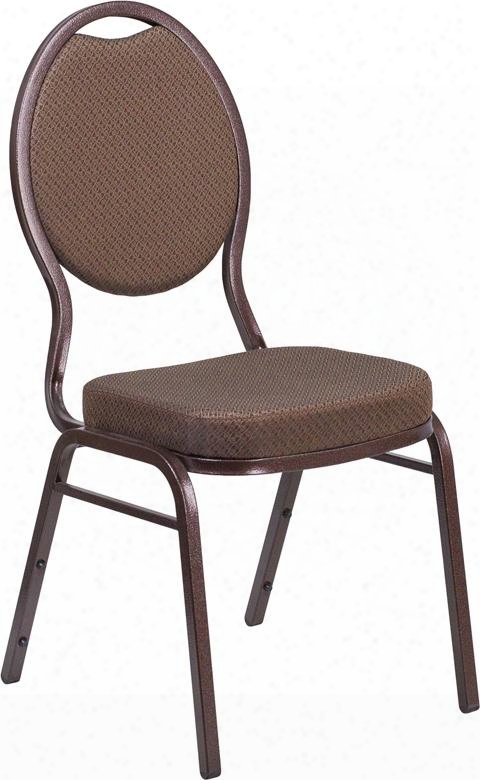 Hercules Collection Fd-c04-copper-008-t-02-gg 37" Stacking Banquet Chair With In Teardrop Back Design Brown Patterned Fabric Upholstery And Powder Coated