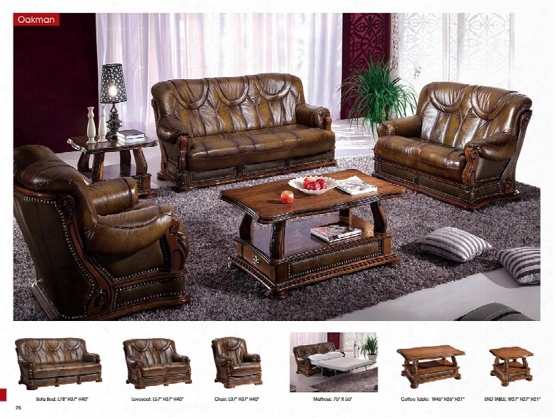 I11107 46" Oakman Cffee Table Leather Classic 3 Pcs Sets Esf Style