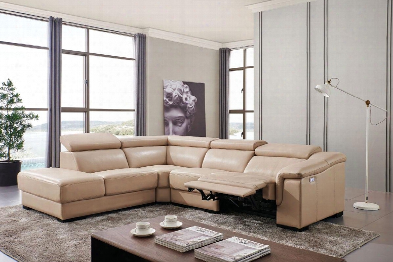 I17729 Sectional Sofa With Electric Recliner Adjustable Headrests Pillow Top Arm And Leather