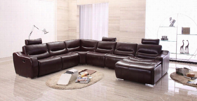 I6485 117-146" 2144 Sectional With Right Chase Recliner And Leather In
