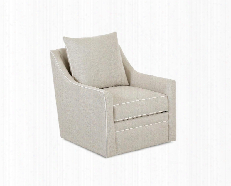 Larkin Collection K97300-swvl-db-bn 30"; Swivel Chair With Bordered Cushions Sloped Track Arms And Fabric Upholstery In Denton