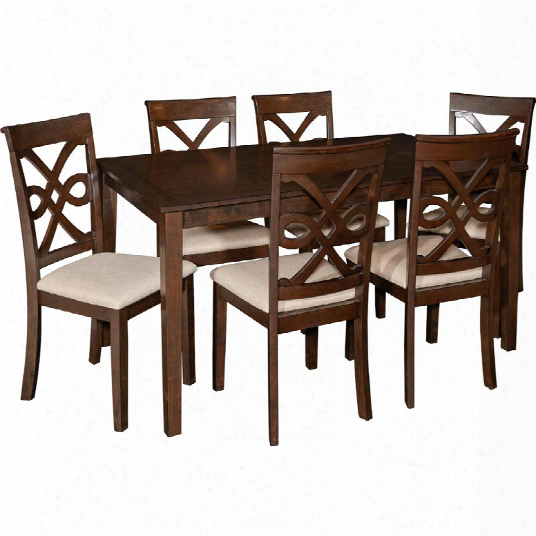 Leighton Collection D1026d16 7-piece Dining Set With Dining Table And 6 Side Chairs In Dark Smoked