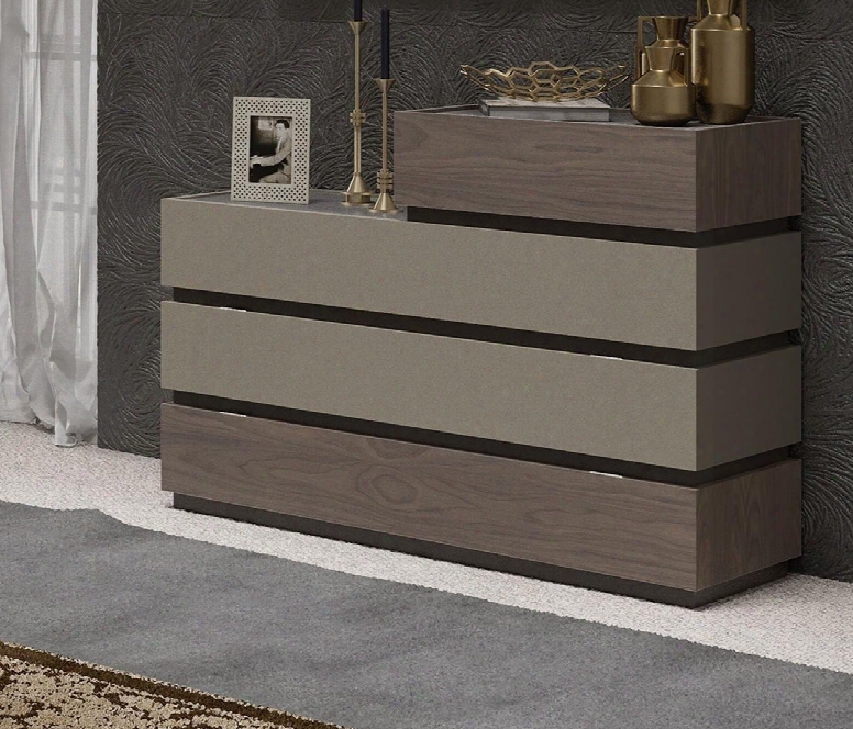 Leo Collection I177441 48" Single Dresser With 4 Drawers And Meyal Hardware In Grey And Warm Brown