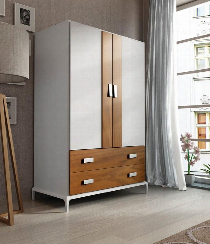 Malaga Collection I17818 50" Wardrobe With 2 Drawers 2 Doors Tapered Legs And Wood