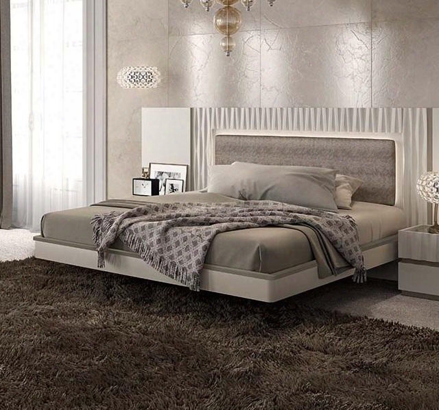 Marina Collection I17752 King Size Bed With Eco-leather Upholstered Headboard And Wooden Slats