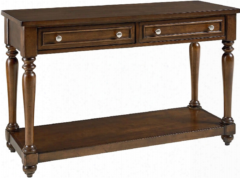 Mcgregor Collection 29107 48" Sofa Table With 2 Drawers Silver Pull Knobs Drawer Front Molding Bottom Shelf And Turned Legs In